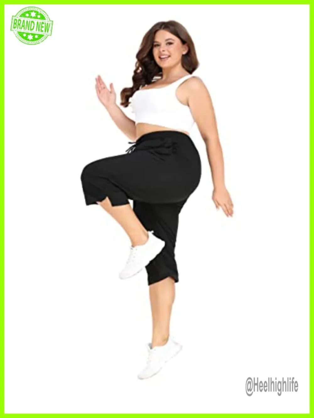 Plus Size Capri Yoga Pants with Pockets Loose Fit Women's Activewear Sweatpants